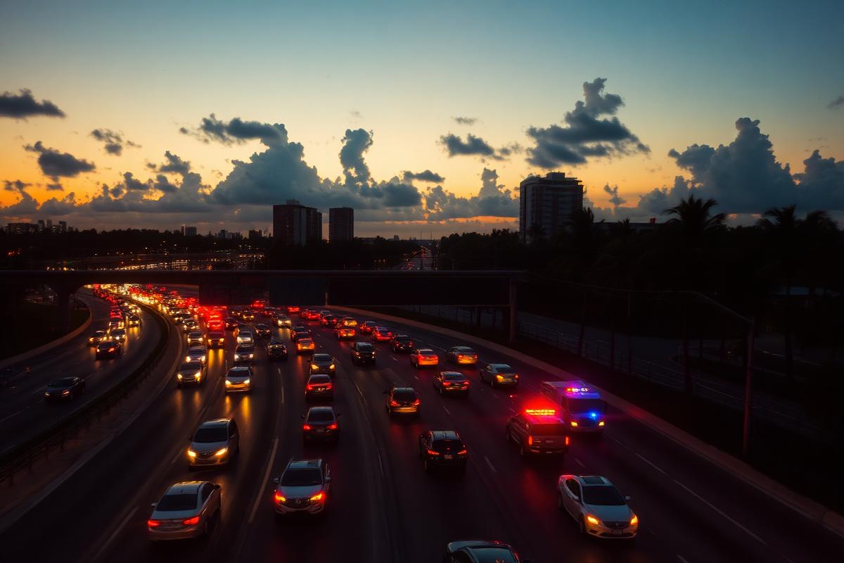 Four-Car Pileup on I-95 Near Brickell Exit Sends Three to Jackson Memorial
